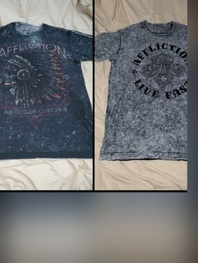 Affliction American Customs T-Shirt - Double Sided / Reversible - Acid Wash - Y2